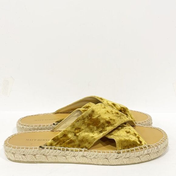 Matt Bernson Womens Sz 10M Shoes Slide Porto Gold Velvet Espadrille Spain‎ - Picture 6 of 11